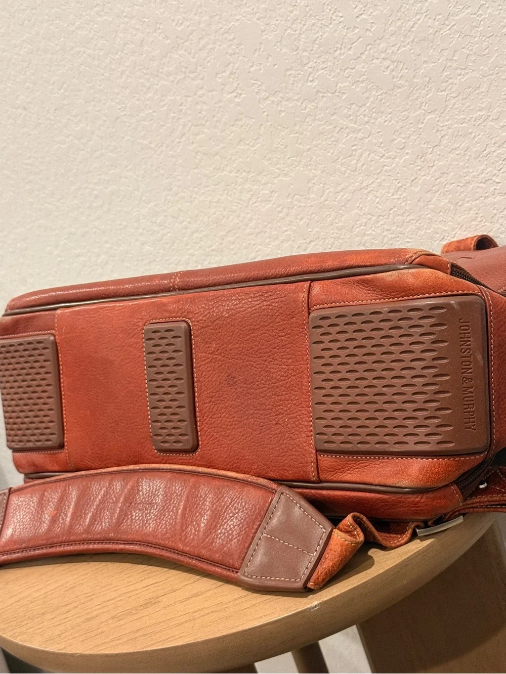 Johnston & Murphy Men's Distressed Leather Briefcase in Burnt Copper